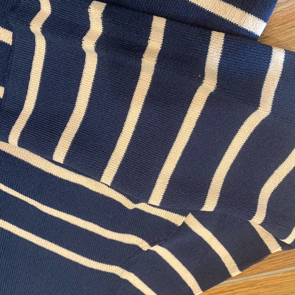 Navy Blue Striped Cropped Sweater XS - Picture 3 of 5